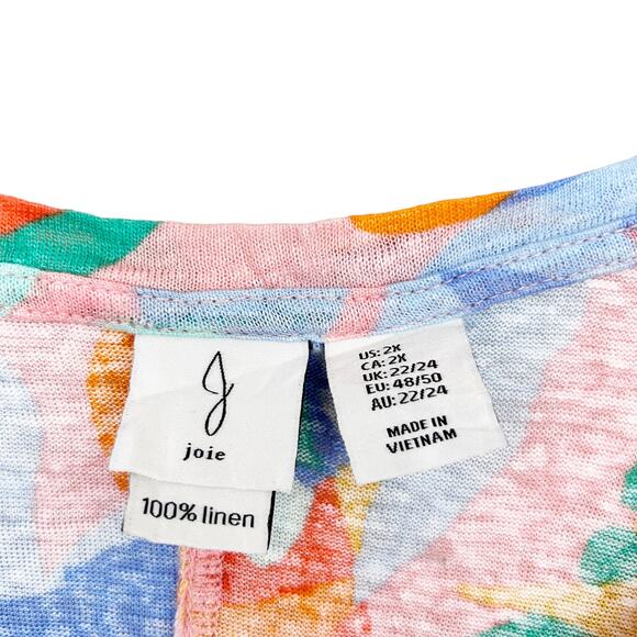 Joie 100% Linen Floral T Shirt Sz 2X - Picture 2 of 4